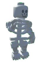 A Skeleton Made Out Of Lego Bricks Is Standing On Its Hind Legs And Flexing Its Muscles . Sticker