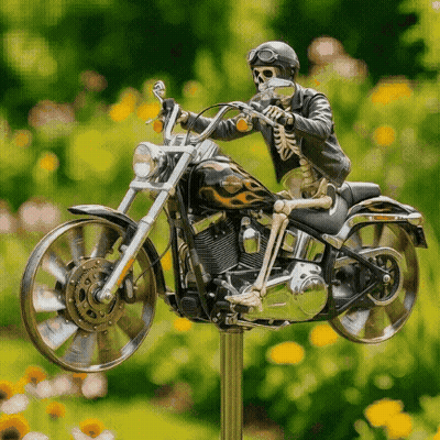 A Skeleton Riding A Harley Davidson Motorcycle GIF