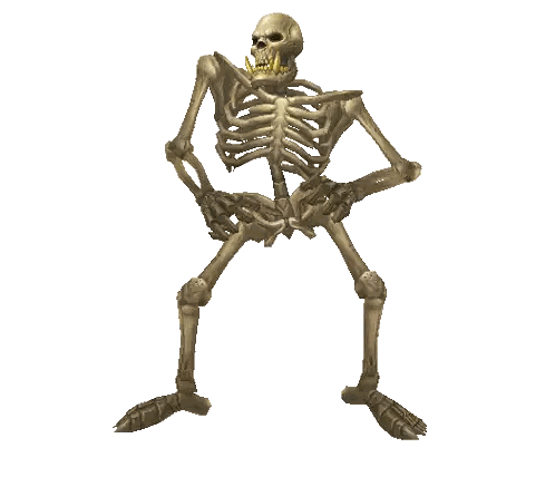 A Skeleton With A Skull On Top Of It Sticker