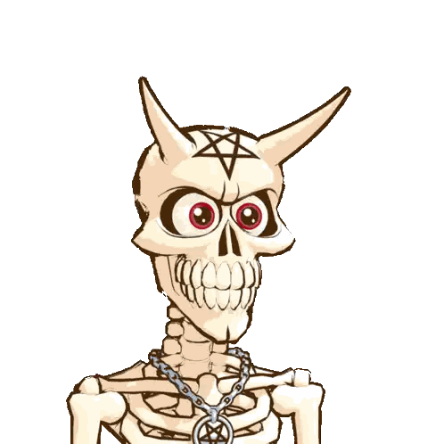 A Skeleton With Horns And A Pentagram On His Head Sticker