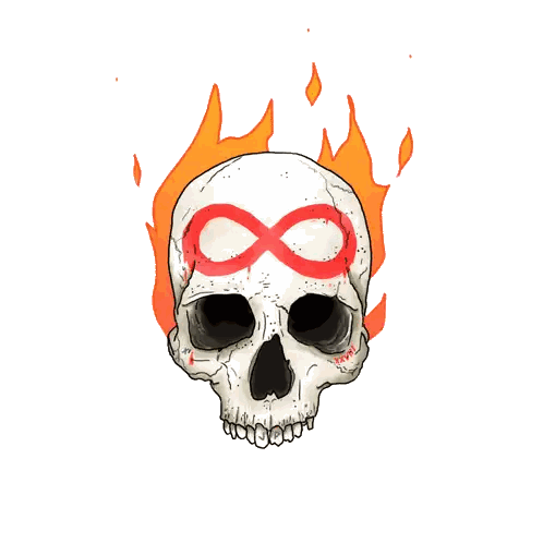 A Skull With An Infinity Symbol Painted On It Sticker