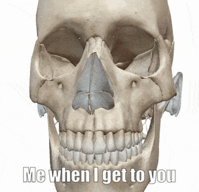 A Skull With The Words Me When I Get To You Written Below It GIF