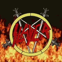 A Slayer Logo With Swords In A Circle GIF