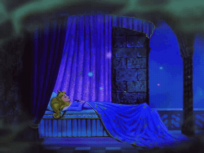 A Sleeping Princess Is Holding A Rose In Her Hand GIF