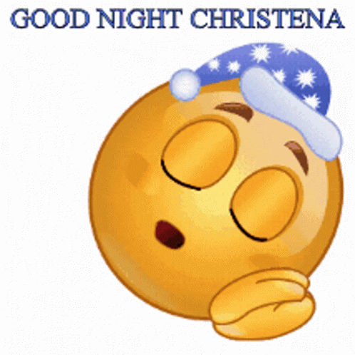 A Sleeping Smiley Face With The Words Good Night Christena Written Below It GIF
