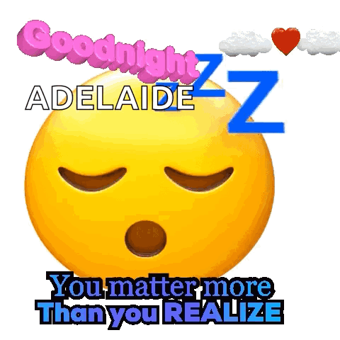 A Sleeping Smiley Face With The Words Goodnight Adelaide Written On It GIF