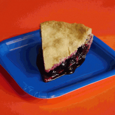 A Slice Of Blueberry Pie On A Blue Paper Plate GIF