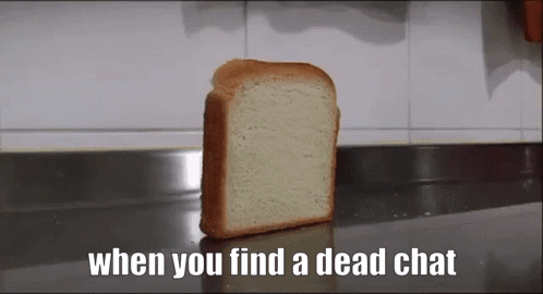 A Slice Of Bread Is On A Counter With The Words " When You Find A Dead Chat " Above It GIF
