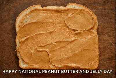 A Slice Of Bread With Peanut Butter Spread On It GIF