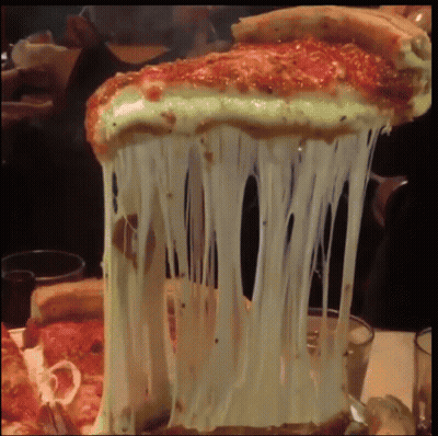 A Slice Of Pizza With A Lot Of Cheese Pulling Out Of It GIF
