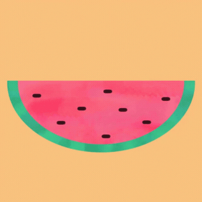 A Slice Of Watermelon With Black Seeds On A Beige Background GIF
