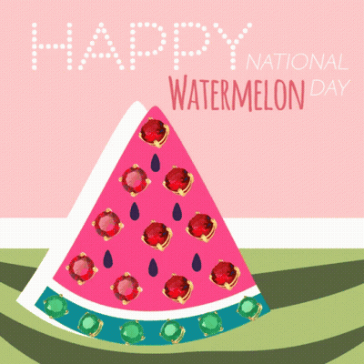 A Slice Of Watermelon With The Words Happy National Watermelon Day Written Above It GIF