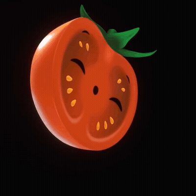 A Sliced Tomato With A Face On It GIF