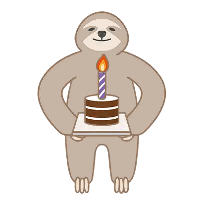 A Sloth Is Holding A Birthday Cake With A Lit Candle On It Sticker