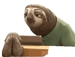 A Sloth Wearing A Green Shirt Is Looking At A Tablet Computer . Sticker