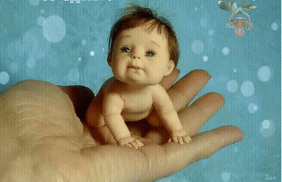 A Small Baby Is Being Held In Someone 'S Hand With The Name Jon Written On The Bottom GIF