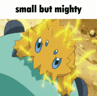 A Small But Mighty Pokemon With Lightning Coming Out Of It 'S Head . GIF
