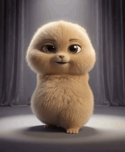 A Small Furry Animal Is Standing In Front Of A Purple Curtain GIF