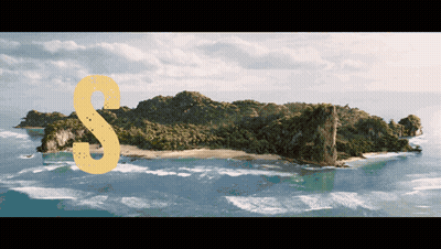 A Small Island In The Middle Of The Ocean With The Letter S Visible GIF
