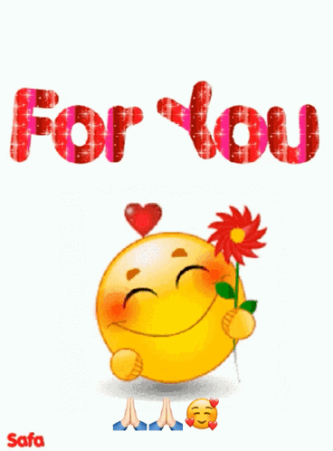Smiley Face Holding Flower For You GIF