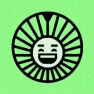 A Smiley Face In A Circle With A Green Background . GIF