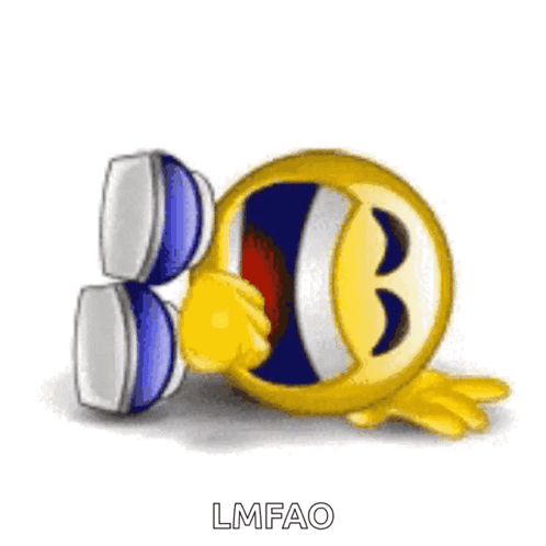 A Smiley Face Is Covering Its Mouth With Its Hands And Laughing . GIF