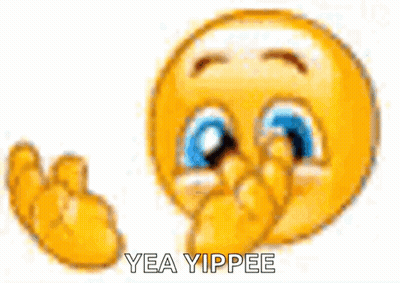 A Smiley Face Is Giving A High Five And The Words Yea Yippee Are Written Below It . GIF