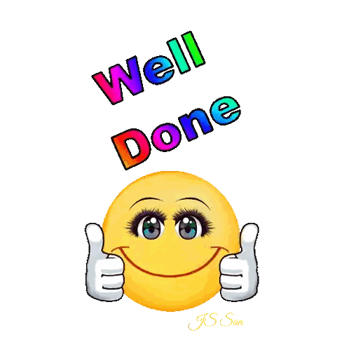 A Smiley Face Is Giving A Thumbs Up And The Words Well Done Are Above It Sticker