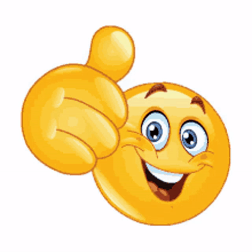 A Smiley Face Is Giving A Thumbs Up On A White Background GIF