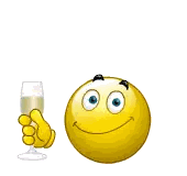 A Smiley Face Is Holding A Glass Of Champagne And A Speech Bubble Says Cheers Sticker