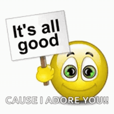 A Smiley Face Is Holding A Sign That Says `` It 'S All Good '' . GIF