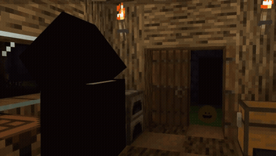 A Smiley Face Is In The Doorway Of A Dark Room GIF