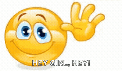 A Smiley Face Is Smiling And Waving While A Hand Is Behind It . GIF