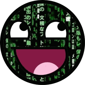A Smiley Face Is Surrounded By A Matrix Background Sticker