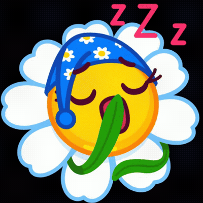 A Smiley Face Wearing A Blue Hat Is Sleeping In A Flower GIF