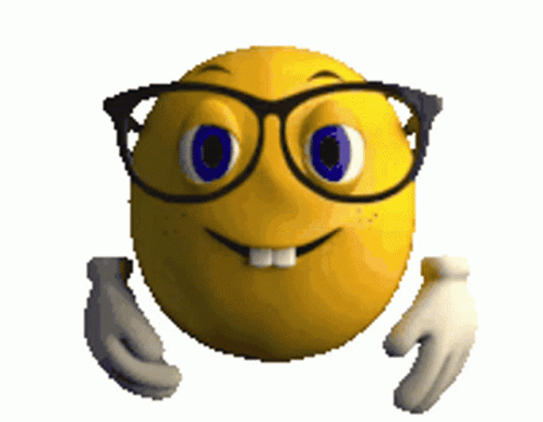 A Smiley Face Wearing Glasses And A Pair Of White Gloves GIF
