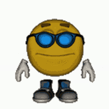 A Smiley Face Wearing Sunglasses Is Giving A Thumbs Up . GIF