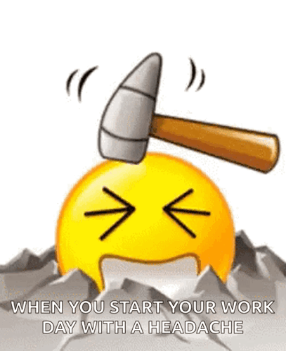 A Smiley Face With A Hammer Hitting It On Top Of It . GIF