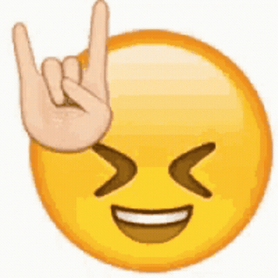 A Smiley Face With A Hand Making A Horns Sign . GIF