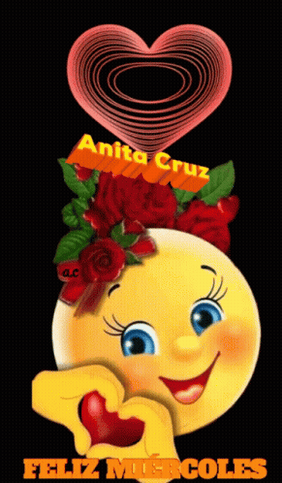 A Smiley Face With A Heart And The Words Feliz Miercoles GIF