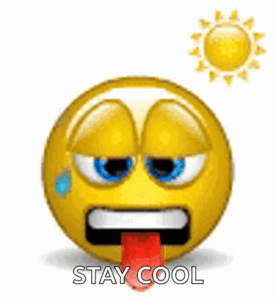A Smiley Face With A Tongue Sticking Out And The Words `` Stay Cool '' . GIF