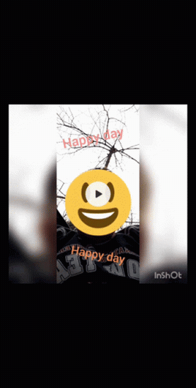 A Smiley Face With A Tree Branch In The Background Says Happy Day GIF