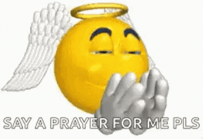 A Smiley Face With Angel Wings And A Halo Is Saying A Prayer For Me . GIF