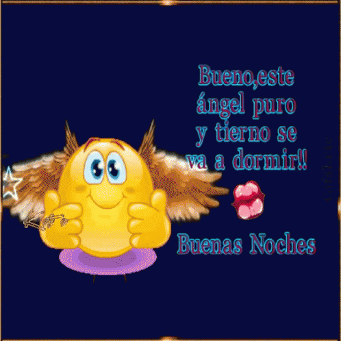A Smiley Face With Angel Wings And The Words Bueno Este Angel Puro Y Eterno Se Va A Dormir GIF