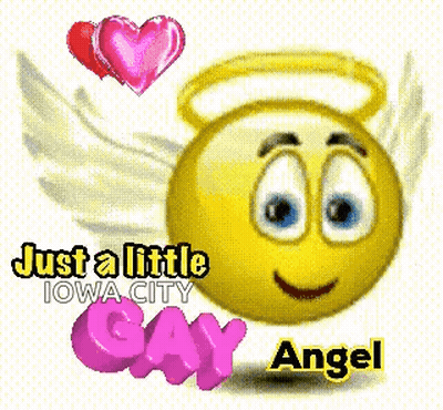 A Smiley Face With Angel Wings And The Words Just A Little Gay Angel On It GIF