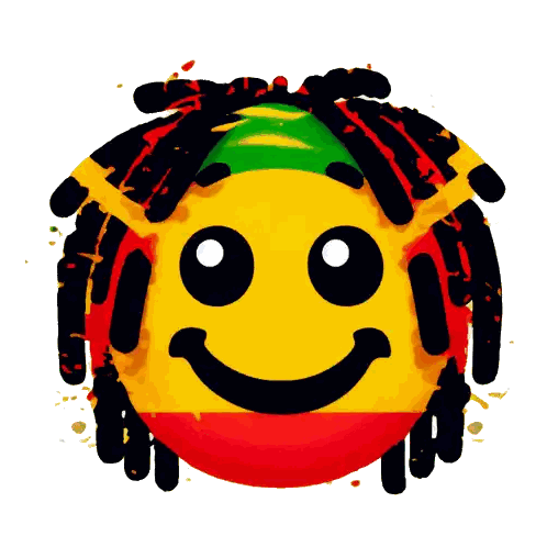 A Smiley Face With Dreadlocks And A Rasta Hat On Sticker