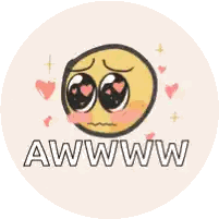 A Smiley Face With Hearts In Its Eyes And The Words Awww On It Sticker