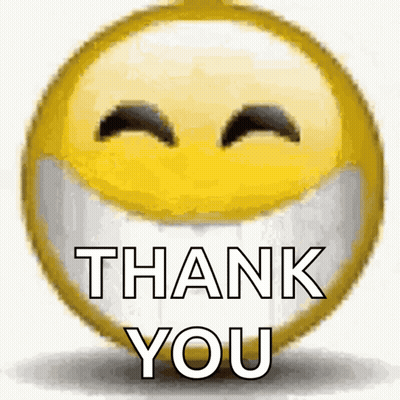 A Smiley Face With Its Eyes Closed And The Words Thank You On It GIF