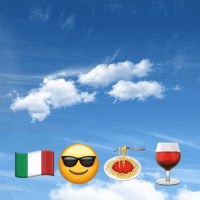 A Smiley Face With Sunglasses And A Plate Of Spaghetti And A Glass Of Wine GIF