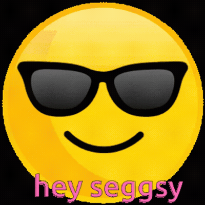 A Smiley Face With Sunglasses And The Words Hey Seggsy GIF